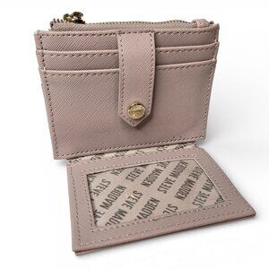 Steve Madden Hayden Mini Card Case Organizer Wallet Blush and Gold